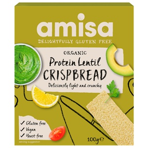 Amisa glutenfri Knækbrød Protein Linse Ø 100 g produktbillede