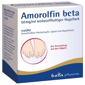Amorolfin beta 50 mg/ml wirkstoffhaltiger Nagellack, 5 ml Wirkstoffhaltiger Nagellack Produktbild