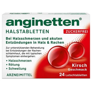 Anginetten Halstabletten zuckerfrei Kirsche, 24 St Lutschtabletten Produktbild