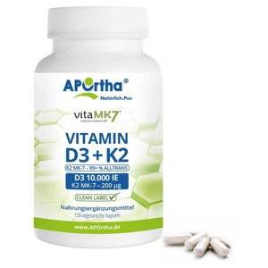APORTHA Vitamin D3 10.000 I.E. 250μg+K2 MK7 200μg Produktbild