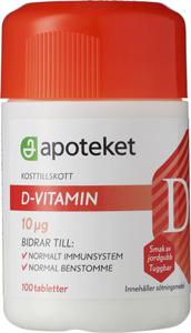 Apoteket D-vitamin 10µg, 100 st produkt bild