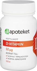 Apoteket D-vitamin 50µg, 100 st produkt bild