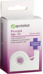 Apoteket Kirurgisk Tejp Vit 2,5 cm x 9,1 m, 1 st produkt bild