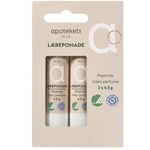 Apotekets Parfumefri Læbepomade 2 stk. produktbillede