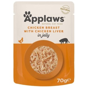Ekonomipack: Applaws Pouch i gelé 48 x 70 g - Kyckling med lever produkt bild