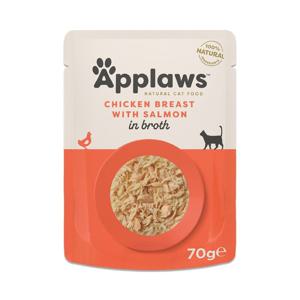 Ekonomipack: Applaws Cat Natural i buljong 48 x 70 g - Kycklingbröst & lax produkt bild