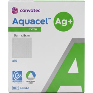 Aquacel Ag+ Extra bandasje 5 cm x 5 cm 10 stk produktbilde