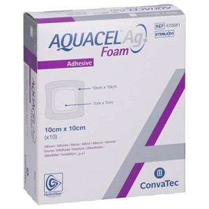 AQUACEL Ag Foam adhäsiv 10x10 cm Verband Produktbild