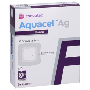 AQUACEL Ag Foam adhäsiv 12,5x12,5 cm Verband Produktbild