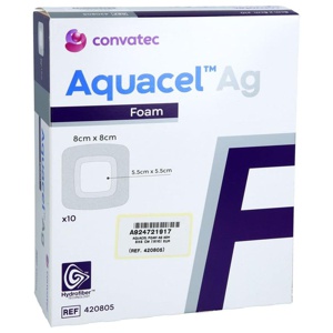 AQUACEL Ag Foam adhäsiv 8x8 cm Verband Produktbild