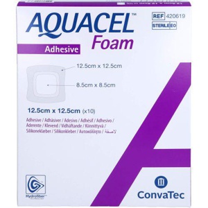 AQUACEL Foam adhäsiv 12,5x12,5 cm Verband Produktbild