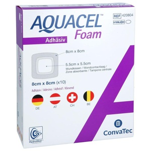 AQUACEL Foam adhäsiv 8x8 cm Verband Produktbild