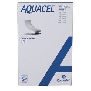 Aquacel Hydrofiber Sårbandage 2 x 45 cm 5 stk produktbillede