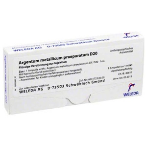 ARGENTUM METALLICUM praeparatum D 20 Ampullen Produktbild