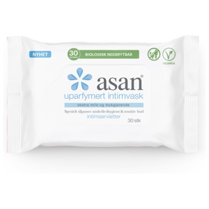 Asan Intimservietter uparfymert, 30 stk. produktbilde