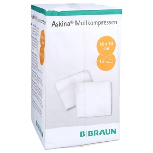 ASKINA Mullkompressen 10x10 cm unsteril 12fach Produktbild