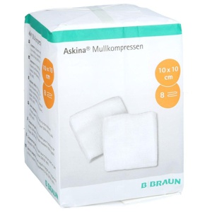 ASKINA Mullkompressen 10x10 cm unsteril 8fach Produktbild