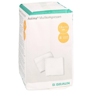 ASKINA Mullkompressen 7,5x7,5 cm unsteril 8fach Produktbild