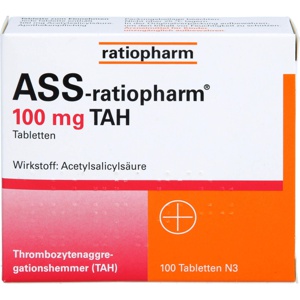 ASS-ratiopharm 100 mg TAH Tabletten Produktbild