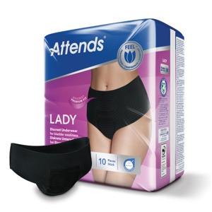 Attends Lady Discreet Underwear buksebleie 3M sort 10 stk produktbilde