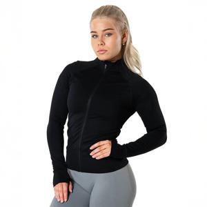 Aura Seamless Zip Långärmad Svart produkt bild