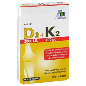 D3+K2 2000 I.E.+100 μg Tabletten Produktbild