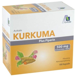 Kurkuma 500 mg + Piperin Kapseln, 180 St Kapseln Produktbild