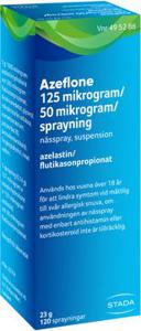 Azeflone, nässpray, suspension 125 mikrogram + 50 mikrogram/sprayning, 1 X 120 doser produkt bild