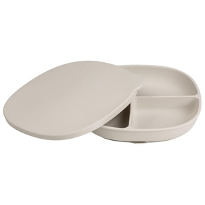 b.box Tallrik med lock Silikon, Latte - Beige produkt bild