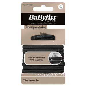 BaByliss Paris Accessories Indispensable 794602 Schwarze Haargummis 9 St Anti-Rutsch Produktbild