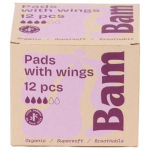 BAM Organic Bamboo Period Pads, 12 st produkt bild