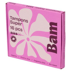 BAM Organic Cotton Tampons Super 16 st produkt bild