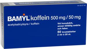 Bamyl koffein, brustablett 500 mg/50 mg 2 x 25 st