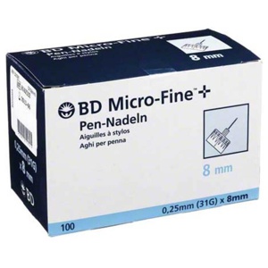 BD Micro-Fine + 8 Nadeln 0,25x8 mm, 100 St n.v. Produktbild