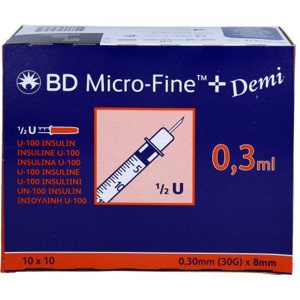 BD MICRO-FINE+ Insulinspr.0,3 ml U100 0,3x8 mm Produktbild