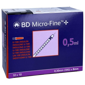 BD MICRO-FINE+ Insulinspr.0,5 ml U100 0,3x8 mm Produktbild
