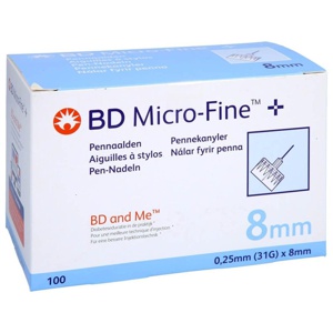 BD MICRO-FINE+ Pen-Nadeln 0,25x8 mm 31 G 100 St Kanüle Produktbild
