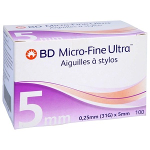 BD MICRO-FINE ULTRA Pen-Nadeln 0,25x5 mm 31 G 100 St Kanüle Produktbild