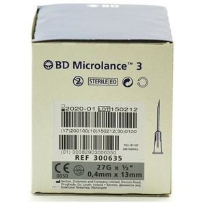 BD Microlance 27 g x 0,5" - 0,4 x 13 mm (grå) - 100 stk. produktbillede