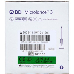 BD Microlance 21 g x 2 0,8 x 50 mm grøn 100 stk produktbillede