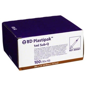 BD PLASTIPAK Spr.1 ml Sub-Q 26 G 1/2 einges.Ka. Produktbild