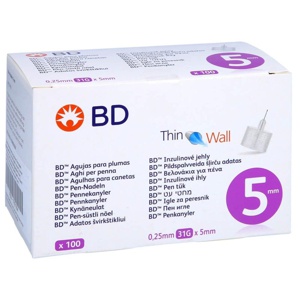 BD THIN Wall Pen-Nadeln 0,25 31 Gx5 mm 100 St Kanüle Produktbild