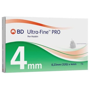 BD Ultra-Fine Pro Pen-Nadeln 4 mm 32 G 0,23 mm, 14 St Kanüle Produktbild