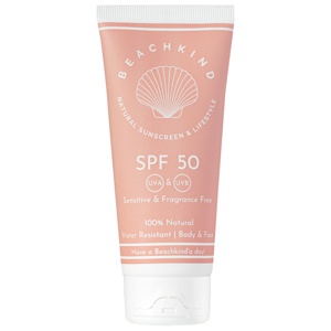 Beachkind Natural sunscreen sensitive fragrance free SPF50, 100 ml produkt bild