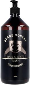 Beard Monkey Hair & Body Wash Lemongrass Rain 1000 ml produkt bild