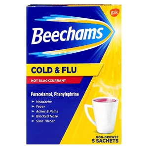 Beechams Cold & Flu Hot Blackcurrant Pack of 5 product image