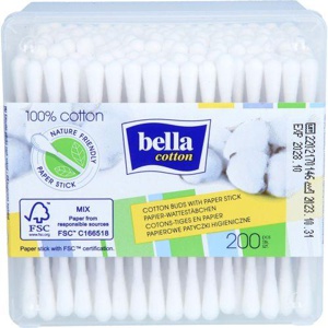 BELLA cotton Wattestäbchen m.Papierschaft Box Produktbild