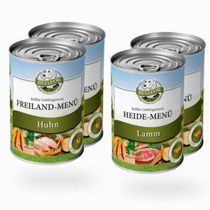 Bellfor Starter-Paket Hundefutter Nass mit Huhn und Lamm - Freiland-Menü 2x400g + Heide-Menü 2x400g Produktbild