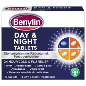 Benylin 24 Hour Cold & Flu Day & Night Tablets Pack of 16 product image