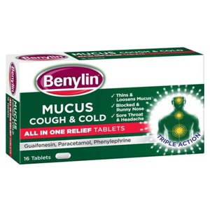 Benylin Mucus Cough & Cold All In One Relief Tablets Pack of 16 product image